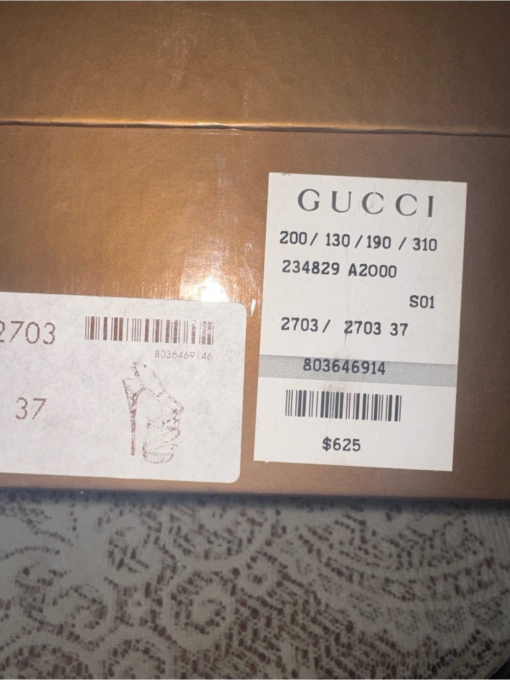 Gucci Brown Leather & GG Canvas Wedge Sandals with Bamboo Accent - Picture 11 of 11